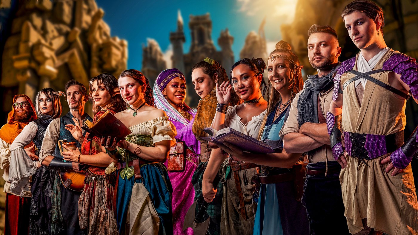 The Flaming Barrel cast in costume